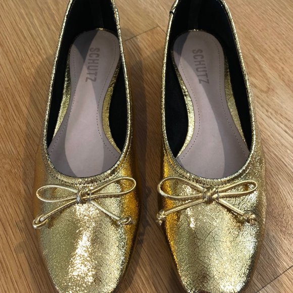 SCHUTZ Shoes Schutz Arissa Metallic Leather Ballet Flats